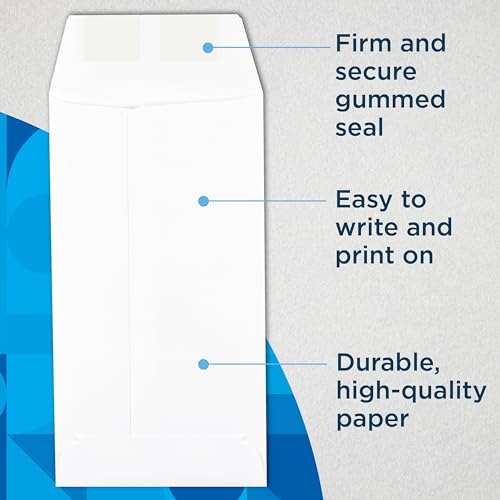 Guardian White Paper Coin Envelopes - Pack of 500, 3.5 x 6.5 Inches, Made in USA