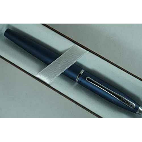 Cross Satin Blue with Cross signature mid Band Calaise Selectip Rollerball Pen.