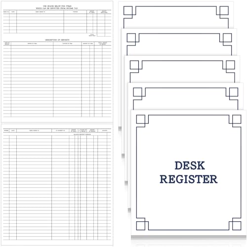 Kosiz 5 Pcs Checkbook Transactions Register, 8.5 x 9.25 in - Saddle-Stitch, 192/384 Entries