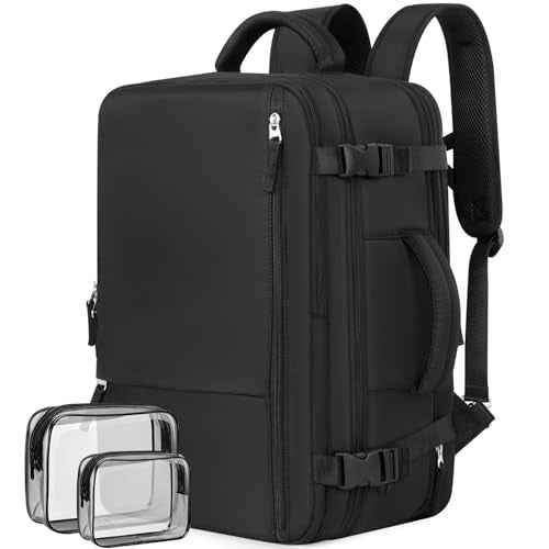 Travel Laptop Backpack Carry On Backpack for Men Women Flight Approved College School Computer Bag for Business Hiking Personal Item Backpack Fits 17.3 Inch Notebook Black