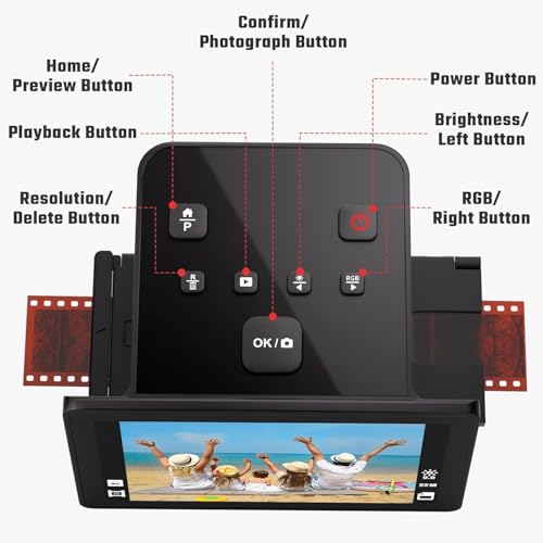DigitPro Black 22MP Film & Slide Scanner with 5" LCD - Converts 35mm, 126, 110 Negatives & Slides