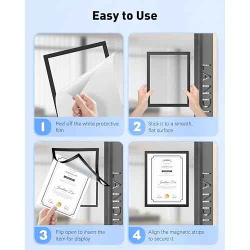 Uniclife 24 Pack Magnetic Sign Holder 8.5" x 11" Self-Adhesive Magnetic Picture Frame Wall Mounted Display Frame for Home Office Store Poster Document Holder for Wall Door Glass Window Refrigerator