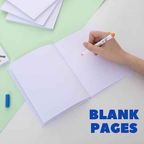 24 Count Blank Hardcover Books for Kids to Write Stories 6x8 inch Hardcover Blank Sketchbooks Journal -Unlined Page Make Your Own Book for Christmas Gifts (18 Sheets / 36 Pages, White)