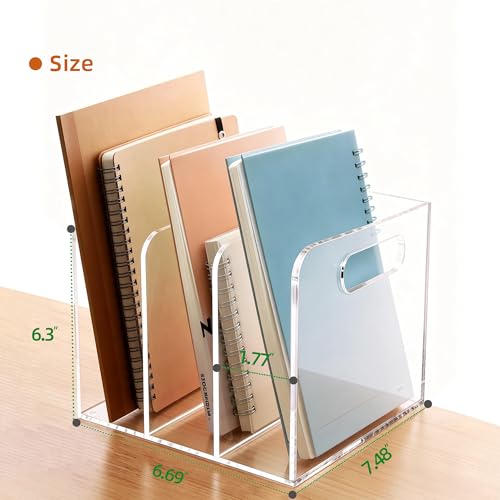 AIDIMOO B5 Clear Acrylic Magazine File Holder with 3 Compartments Desk Organizer