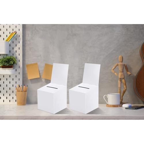 White 30 Pack Raffle Boxes with Slot & Removable Header – 6x6x6 Inch Cardboard Suggestion & Voting Box Set