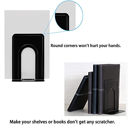 Heavy Duty Metal Bookends - Sturdy T-Shaped Book Holders for Shelves