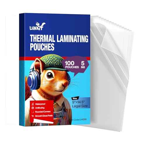 Uinkit 100Pack Legal Size Laminating Pouches, 8.5x14 Inches, 5Mil Thick - Bubble-Free, Crystal Clear Thermal Laminating Sheets for Documents, Menus, Certificates & School/Office Use