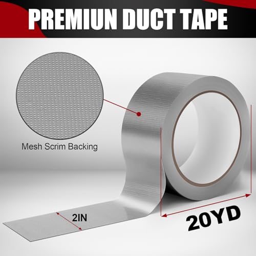 Navona 20 Pack Heavy Duty Duct Tape, 2 Inch x 66 Ft Gray Waterproof Multipurpose Tape, Strong Adhesive No Residue, Easy Tear by Hand for Home & Outdoor Repairs