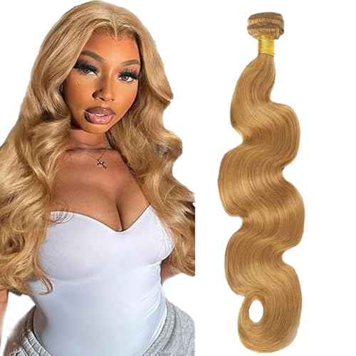 #27 Honey Blonde Bundle Human Hair Blonde Human Hair Bundles Body Wave 1 Bundle Color 27 26 Inch Blonde 100G/PC Unprocessed Brazilian Virgin Double Weft Hair Extension