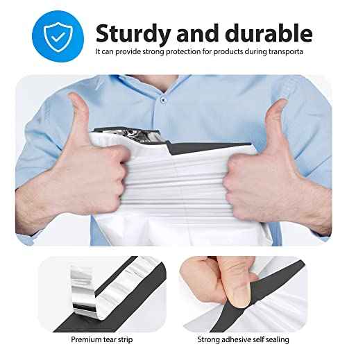 Fuxury Poly Mailers 14.5x19" 400Pcs Bulk Shipping Bags for Clothing Strong Adhesive Shipping Envelopes Waterproof Heavy Duty Packaging Mailing Bag for Small Business White Polymailers
