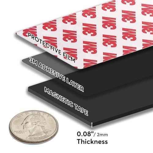 1"x3" Magnetic Strips, Fillet Corner Flexible Magnet Strip with 3M Strong Adhesive Backing, Magnets for DIY, Crafts, Fridge (75 x25 x 2 mm,12 pcs)