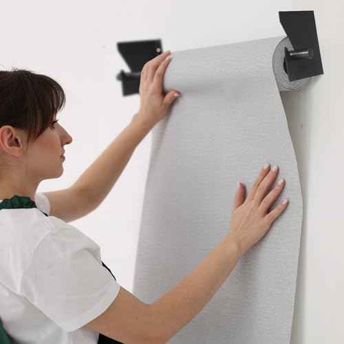 60 Inch Paper Roll Holder Wrapping Paper Wall Mounted Roll Rack Holder Adjustable Reliable Kraft Scroll Dispenser for Vinyl, Kraft, or Other Rolled Materials(Black)