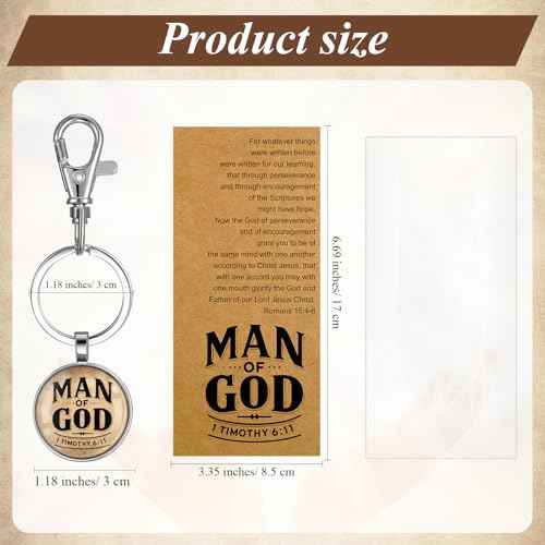 Man of God Gift for Men Christian Baptism Gifts Included Bible Verse Keychain Religious Ballpoint Pens with Cards Bags for Thanksgiving Day Christmas Church Pastors(30 Sets)