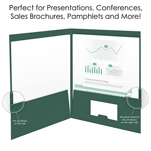 The Gallery Collection, 25 Count, Green, Two Pocket Presentation Folders, Perfect for Sales Material, Important Documents & More (9 x 12)