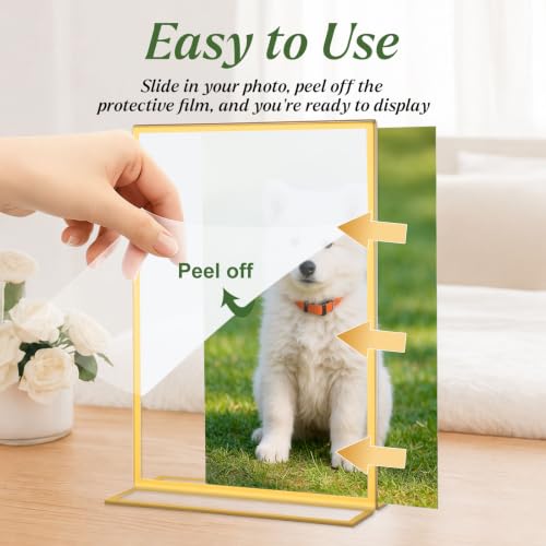 20 Pack Gold Acrylic Sign Holders 4x6 Inch Vertical, Wedding & Tabletop Frames