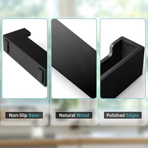 Bivvclaz Black Wooden Business Card Holder - Small Desk Organizer for Office & Exhibitions
