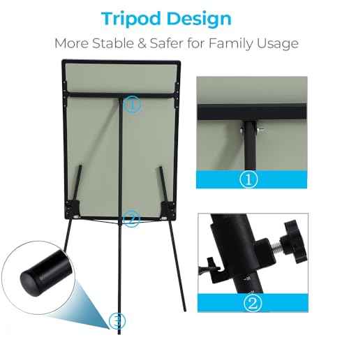 Dry Erase Easel 36" x 24", Height Adjustable Magnetic White Board with Tripod Stand, Office Presentation Board with 25 Sheets Flipchart Paper Pad, Magnets & Eraser, Black