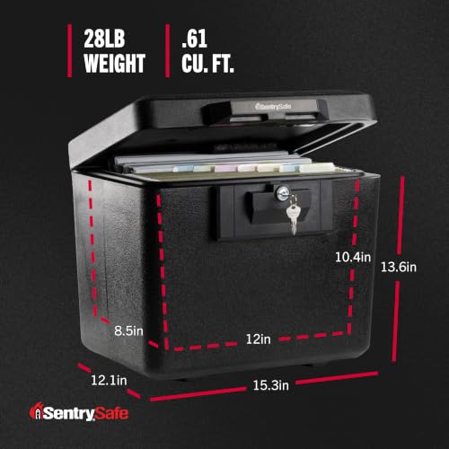 SentrySafe Black Fireproof Document Box with Key Lock, 0.61 Cu Ft