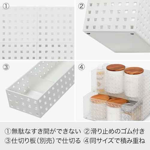 LIKE-IT 9016 Storage Box, Kitchen, Storage Case, Brix, 280, Wide, L, Approx. Width 8.3 x Depth 11.0 x Height 4.9 inches (21 x 28 x 12.5 cm), Clear, Made in Japan, Stackable Storage for Small Items,