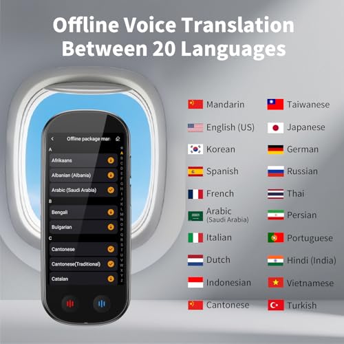 FLTIDUNDI Grey AI Language Translator Device 150+ Languages Offline & Online