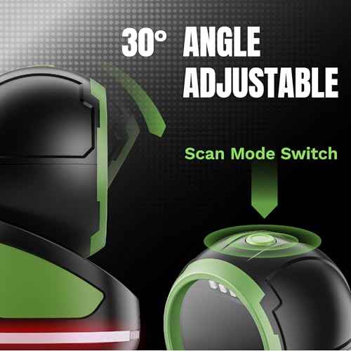 Tera Barcode Scanner Handsfree Omnidirectional: Pro Version Desktop 1D 2D QR USB Wired Adjustable Angle Plug and Play Bar Code Reader for POS Supermarket Retail Store Mobile Payment 9800 Green