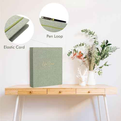 Life Book Document Organizer Folio, End of Life Planner 3 Ring Binder for 8.5x11" Important Papers, Aesthetic Linen In Case If I Die File Folder (Sage)