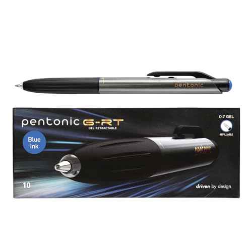 Pentonic GR-T Retractable Gel Pens, 10 Count, Blue Ink, 0.7 mm Fine Point, Smooth Writing For Journaling, Note Taking, Office & School (1002361)