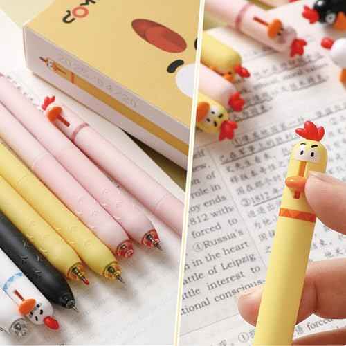4 Pcs Cute Gel Pens Cartoon Chick Retractable Pens 0.5mm Black Ink Writing Pen Kawaii Funny Chicken Pen for Girls Boys Women Men Office School Supplies (4Pcs Chick)