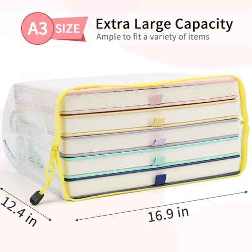Umriox Zipper Pouch, 16.9x12.4 in (12 Colors, 12 Packs), Extra Large Zipper Bags, Waterproof Bags for Office Supplies, Puzzles, Board Game Storage & Cross Stitch Projects