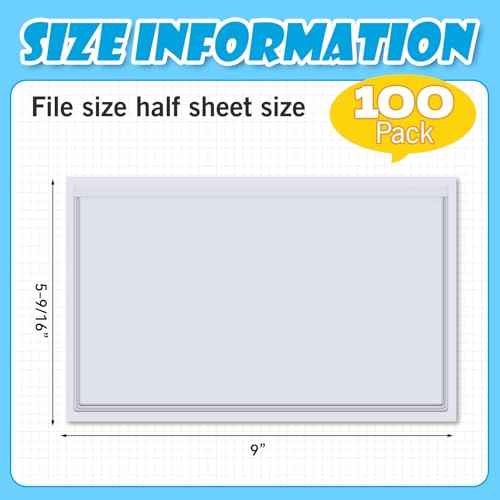 Epakh 100 Pcs Self Adhesive Pockets - Bin Labels for Storage Bins Adhesive Sticky Pockets Plastic Label Sleeves Work Job Ticket Order Holders with Top Open for Home Posting Signs Office (9 x 5.6 Inch)
