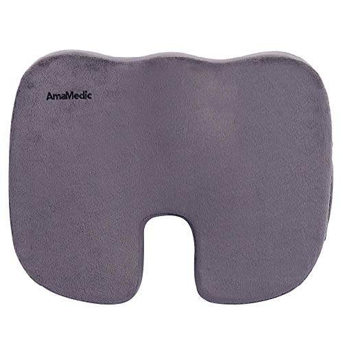 Seat Cushion Memory Foam (Grey)- Comfort Seat Cushion for Office Chair Seat Cushion Breathable Design for Car, Office, Wheelchair, Truck, Gel Seat Pad Cushion