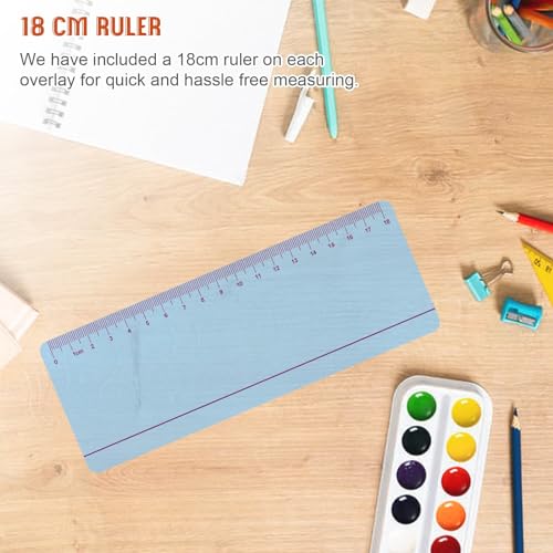 Kids Guided Reading Strips Set - 8 Colored Overlays with Ruler for Dyslexia ADHD