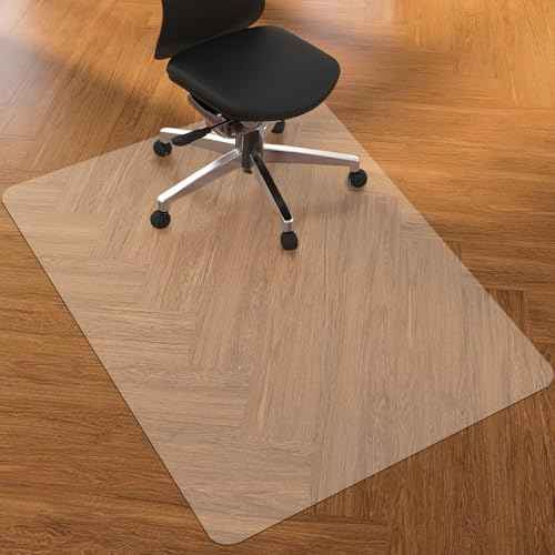 Clear PVC Office Chair Mat - Stronger & Durable Desk Chair Mat for Hardwood Floor, Non-Slip Floor Protector for Office Chair Casters, Desk Mat for Desk (Clear for Hardwood, 30X48IN Rectang)