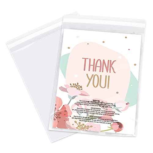 6" x 9" (100 Count) Self Seal Clear Poly Bags with Suffocation Warning for Packaging, Shipping, Clothing, Shirts & FBA - Resealable Adhesive