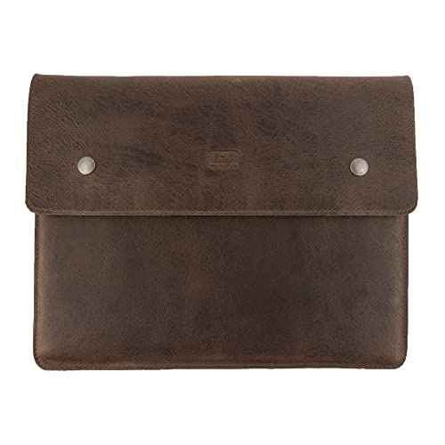 Document Folder Holder, Minimalist Flat Portfolio, Professional Case, Office & Work Essentials, Full Grain Leather and Sheepskin, Handmade, Bourbon Brown
