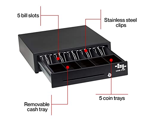 EOM-POS Cash Drawer & Receipt Printer Set for Square Stand with iPad – Auto-Cut Thermal Printer & Full Cash Drawer Kit