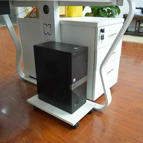 Under Desk Printer Stand with 4 Wheels & Rolling Cart Design - Heavy-Duty Movable Organizer for Printer, Copier, CPU Under Desk | Space-Saving Office Shelf (34 * 29 * 6.6 White)