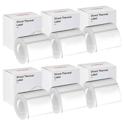 White Label Paper - 6 Rolls, 50x30mm, Compatible for NIIMBOT B1, B21, B3S, Waterproof, Self-Adhesive, Office & Home Labeling Tape Replacement