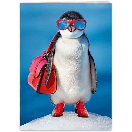 Funny Penguin Birthday Card for women, wife, mother, girls, sisters, or anyone.