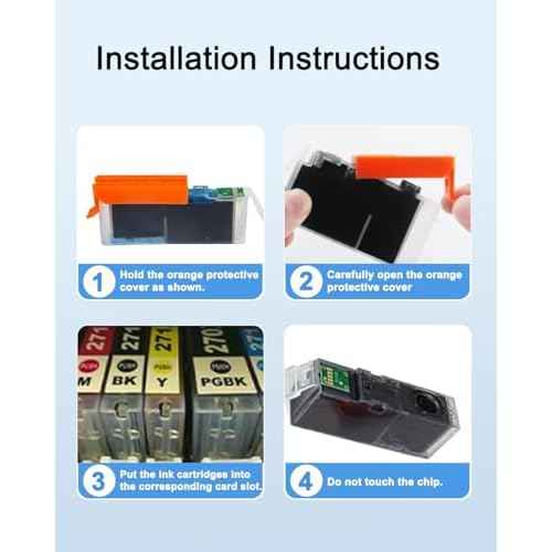 PGI-270XL CLI-271XL High Yield Ink Cartridge (6Pack) Value Pack Compatible Replacement for Canon 270 271 Ink Cartridges to use with MG7720 MG5720 MG5721 MG5722 MG6820 MG6821 TS6020 TS9020 Printer