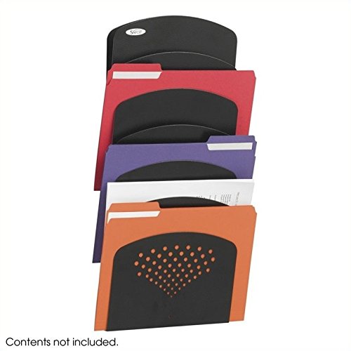Safco Wall Mounted Literature Organizer, 7 Pocket Rack for Documents Paper Magazines and More, Steel, Black