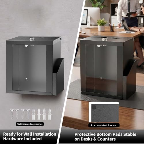 Black Suggestion Box with Lock and Slot - Secure Employee & Customer Feedback