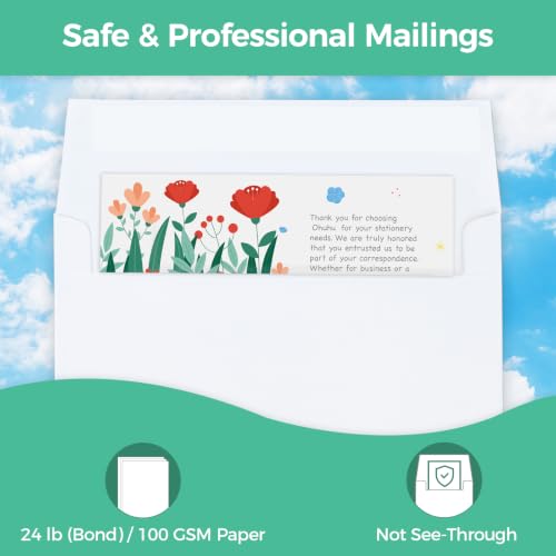 Ohuhu A7 Printable White Self-Seal Envelopes 5x7 Pack of 500