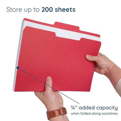 Blue Summit Supplies Red File Folders - Letter Size, 1/3 Cut Tabs, Durable 11pt Paper, Uncoated Red, Office & Home Organization