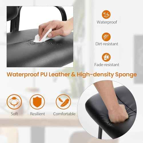 Sweetcrispy Leather Waiting Room Chair, Comfy Guest Chairs with Padded Arms for Reception Conference Side Office Desk Home, Inky