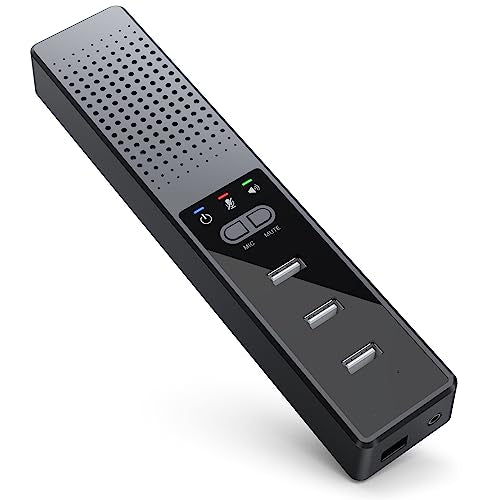Cykvis 3 in 1 USB Computer Speaker with Microphone, PC Laptop Conference Speaker with Mic for Smart Home Office and Online Study，360 Degree Enhanced Voice Pickup, Noise Reduction