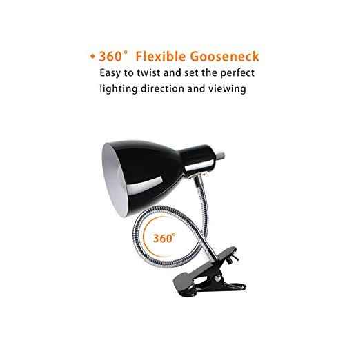 Desk lamp Eye-Caring Table Lamps, 360¡ÆRotation Gooseneck Clip on Lamp Reading Light Portable Reading Book Light Clamp Study Desk Lamps for Bedroom and Office Home Lighting (Black)