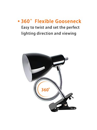 LALISU Black Desk Lamp Eye-Caring Adjustable Gooseneck Clip Light
