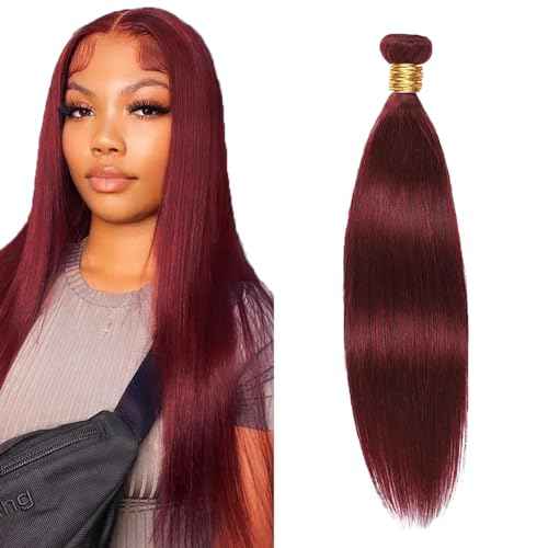 #99J Bundles Human Hair Straight Bundles 34 Inch Burgundy Straight Bundle Unprocessed Brazilian Virgin Weave Hair 1 Bundle 50 Gram Per Bundle