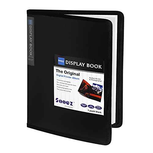 Sooez 30-Pocket Binder with Plastic Sleeves 8.5x11 (Black), Heavy Duty Art Portfolio Folder with Clear Sheet Protectors, Display 60 Pages, Presentation Book for Artwork, Document Organizer Binder